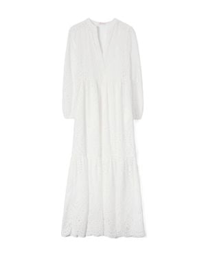 MC2 Saint Barth Tiered Eyelet Embroidery Maxi Dress - White