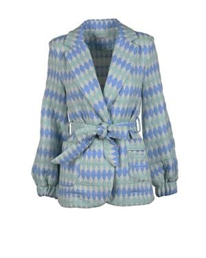 Motel Geometric Cotton-Blend Jacket - Blue