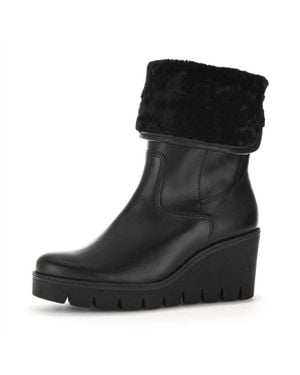 Gabor 34.785 Fur Wedge Boot - Black