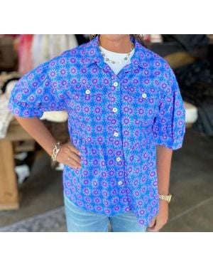 Ivy Jane Puff Sleeve Shacket - Blue