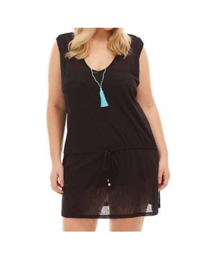 Always for Me Plus Size Drawstring Tank Cover Up Dress - Black