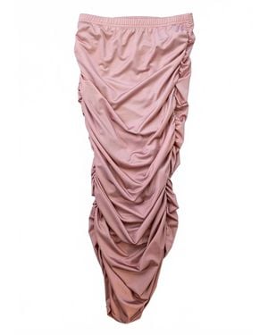 Circular Path Ruched Midi Skirt - Pink