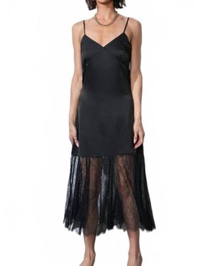 Greylin Sheer Skirt Slip Dress - Black