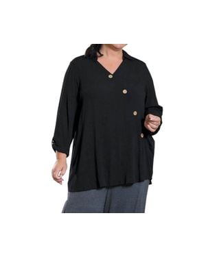 On The Plus Side Madison 3/4 Sleeve Blouse - Black