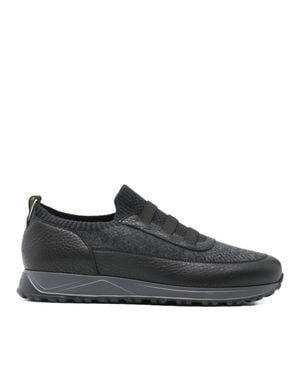 Doucal's Low-Profile Textured Leather Sneakers - Black