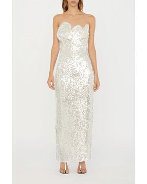 Christopher Esber Opaline Sequin Strapless Gown - White