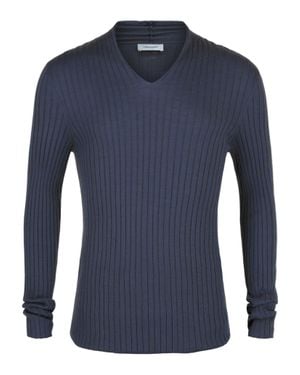 Ferragamo Ribbed Knit Long-Sleeve Top - Blue