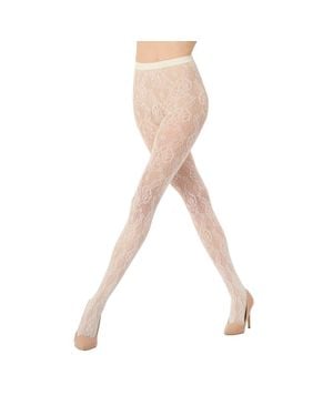 Wolford Infinite Rose Net Tights - Natural