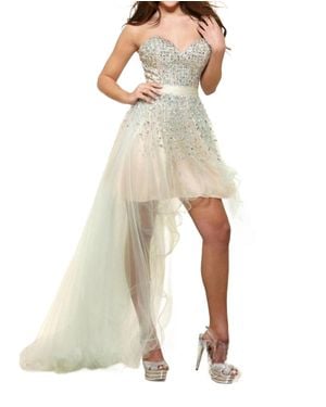 Terani Sweetheart Crystal Embellished Prom Dress - Natural