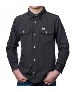 Farrell Kid's Long Sleeve Snap Shirt - Black