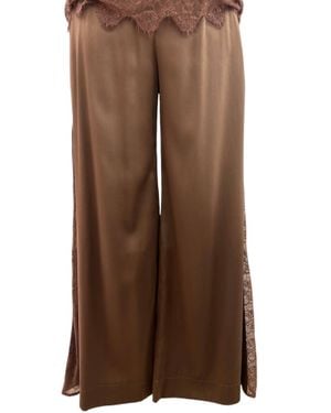 Max & Moi Brya Silk & Lace Pants - Brown