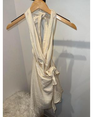 Elan Halter Wrap Tie Dress - White