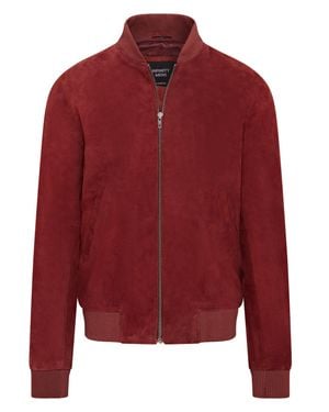 Infinity Leather Soft Goat Suede Ma-1 Varsity Bomber Jacket - Red
