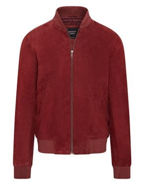 Infinity Leather Soft Goat Suede Ma-1 Varsity Bomber Jacket - Red