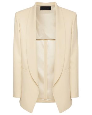 Elena Miro Tailored Open-Front Shawl Collar Blazer - Natural