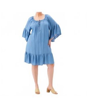 Karen Kane Ruffle Hem Dress - Blue