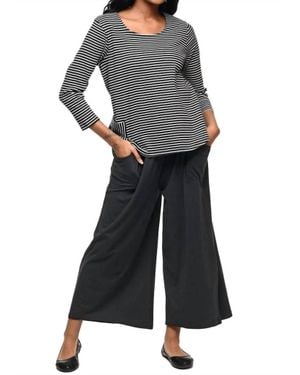 Tulip Clothing Striped Flowy Top - Black