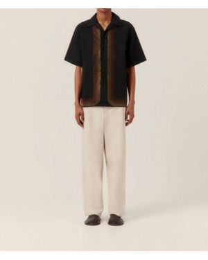 Commas Sun Waves Camp Collar Shirt - Black