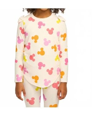 Chaser Brand Mickey All Over Pullover Top - Pink