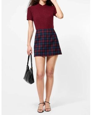 French Connection Melba Plaid Suiting Mini Skirt - Blue
