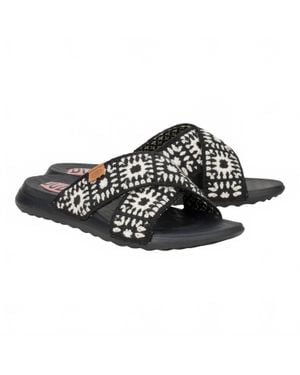 HEYDUDE Christi Cottage Crochet Slide - Black