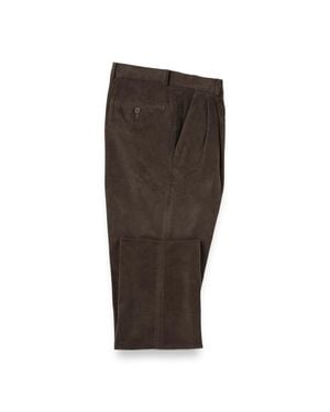 Paul Fredrick Cotton Stretch Corduroy Pleated Pants - Brown