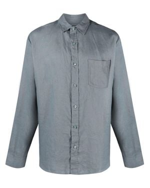 Vince Relaxed Fit Linen Long-Sleeve Shirt - Blue
