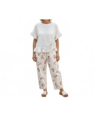 Made In Italy La Vie En Rose Wide Leg Italian Magic Pants - Natural