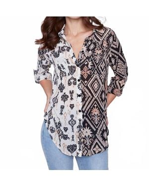 Charlie b Printed Crinkle Georgette Blouse - Natural