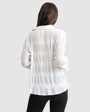 Belle & Bloom Yoko Shirred Chiffon Blouse - White