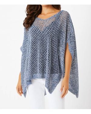 French Kyss Crochet Poncho - Blue
