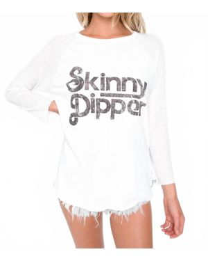 Wildfox Skinny Dipper Rebel Raglan Sleeve Top - White