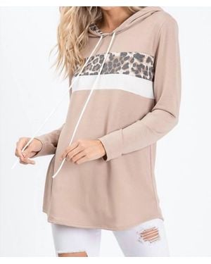 7Th Ray Mocha Leopard Print Hooded Sweatshirt - Natural