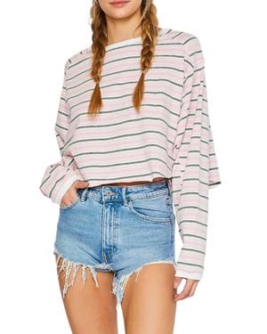 Pretty Garbage Striped Raglan Sleeve T-Shirt - White