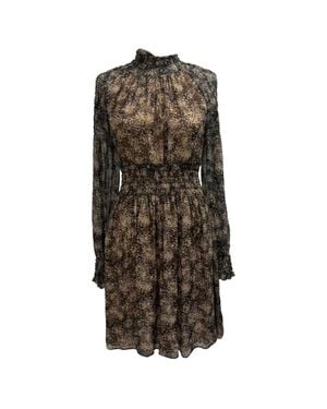 Michael Kors Printed Mock Neck Mini Dress - Brown
