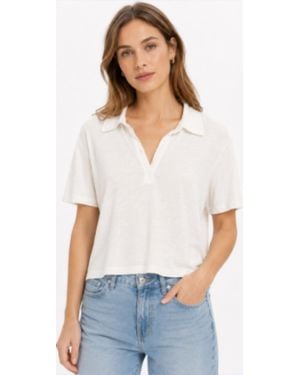 Stateside Cloud Jersey Short Sleeve Cropped Polo - White