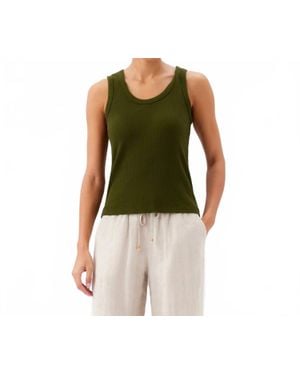 Karen Kane Ribbed Scoop Neck Tank Top - Green