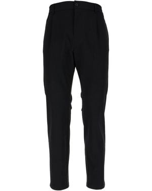 Cruna Muted Tailored Minimalist Button Pants - Black