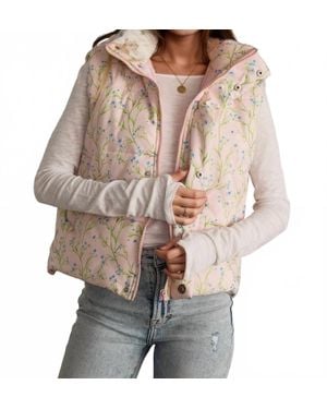 Panache Apparel Floral Puffer Vest - Brown