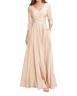 Lenovia Usa Mother Of The Bride Dress 3/4 Sleeve Gown - Natural