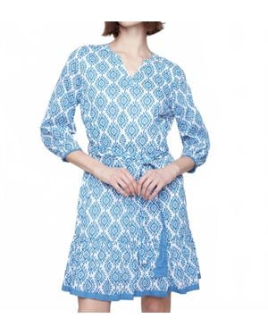 Charlie b Lightweight Printed V-Neck Dress - Blue