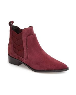 Rebecca Minkoff Suede Leather Pointed Toe Ankle Boots - Red