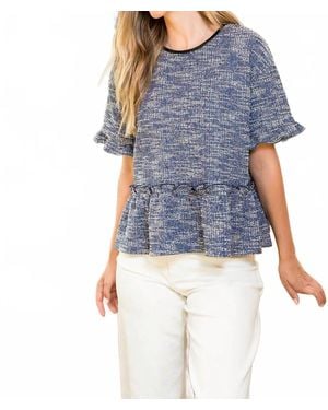 Thml Babydoll Tweed Top - Blue