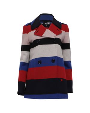 Moschino Love Striped Peacoat - Red