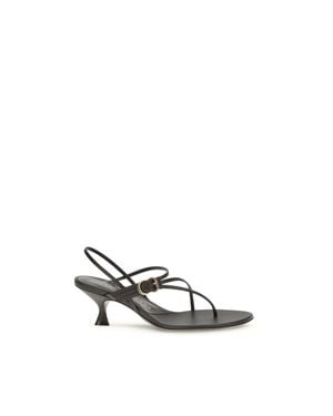 Herbert Levine Calf Leather Bos Taurus Stiletto Heel Sandals - Brown