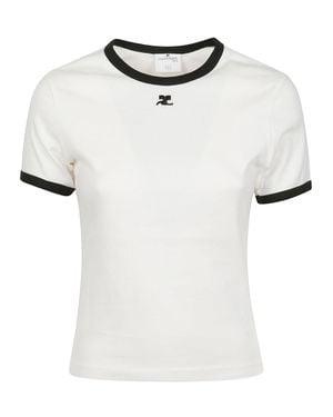 Courreges Signature Contrast Cotton T-Shirt - White