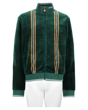 CASABLANCA Velvety High Collar Zip-Through Sports Jacket - Green