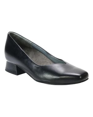 David Tate Freedom Pump Ee Leather Slip On Block Heel Zogg3835 - Black
