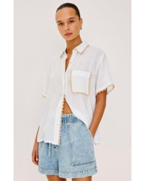 Rails Lea Whipstitch Trim Shirt - White