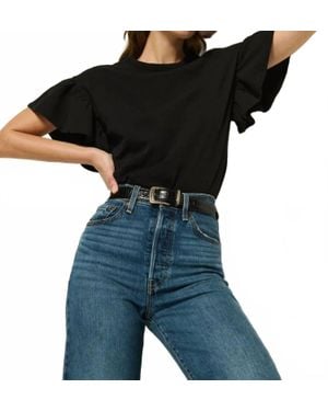 Nation Ltd Camille Ruffle Sleeve Top - Black